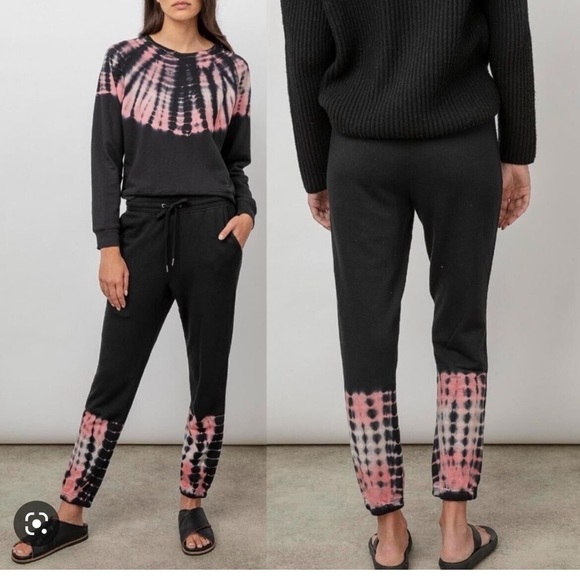 Rails Kingston Sweatpants Black Petal Tie Dye - Picture 1 of 3